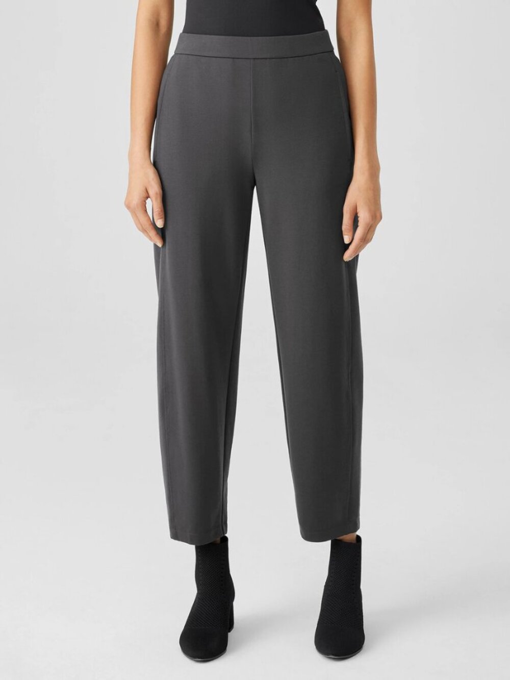 Eileen Fisher Charcoal Gray Washable Flex Ponte Lantern Pant Size S Barrel Ankle